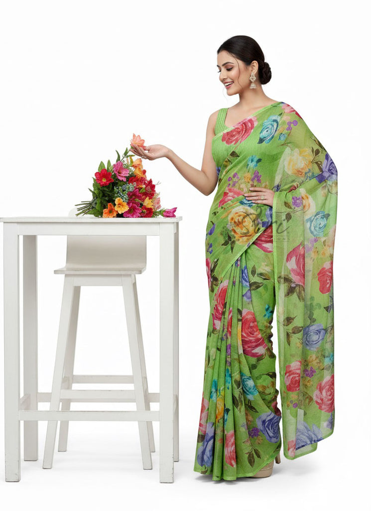 Latest Digital Print Nara Chiffon Saree with Blouse