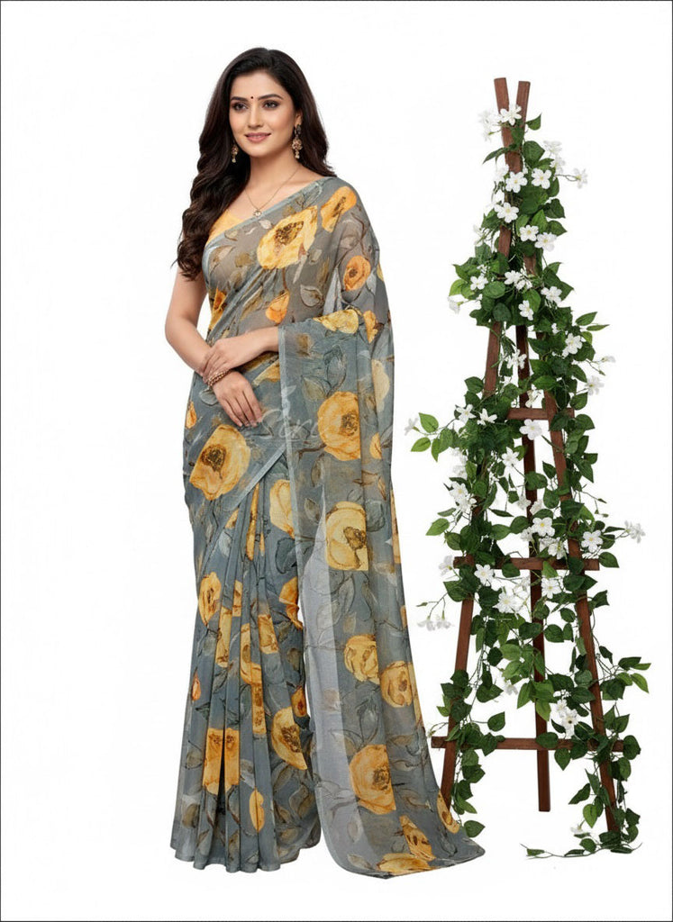 Latest Digital Print Nara Chiffon Saree with Blouse