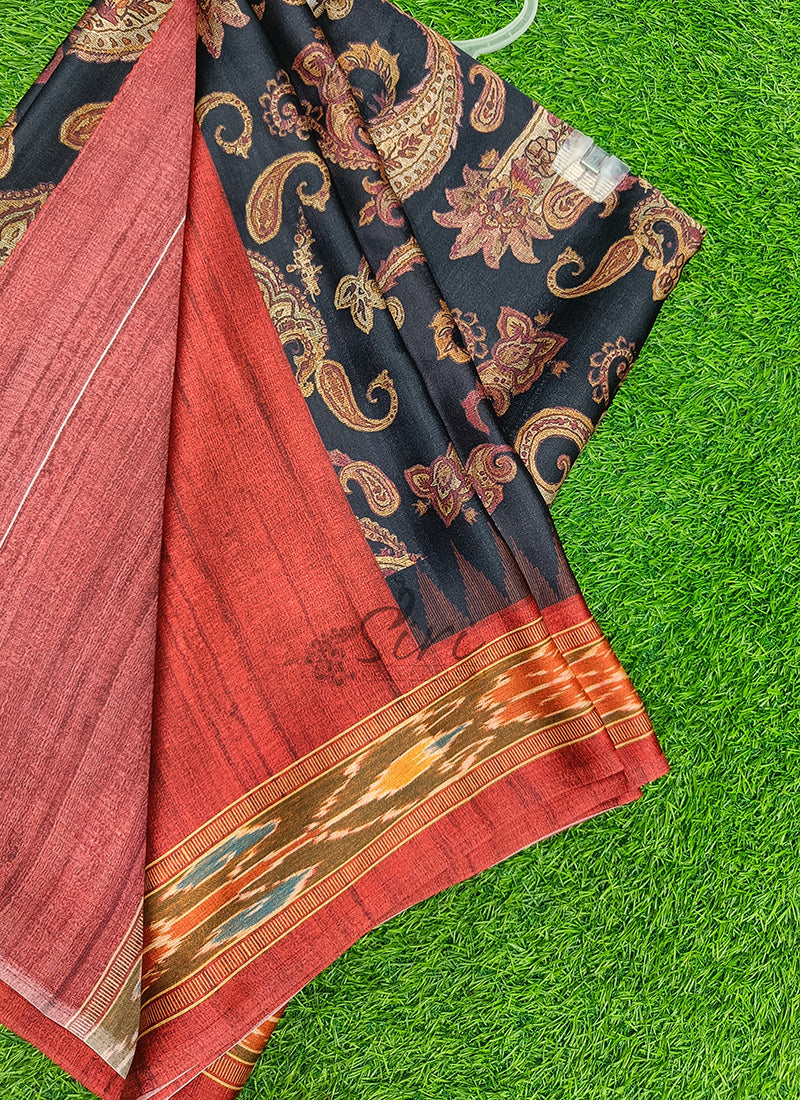 Latest Beautiful Digital Print Satin Crepe Saree