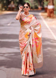 Lovely Digital Print Satin Saree