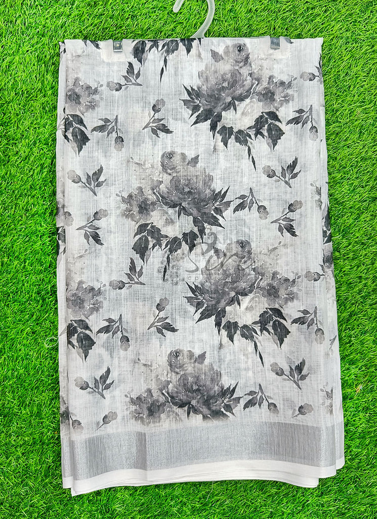 Lovely Digital Print Linen Saree