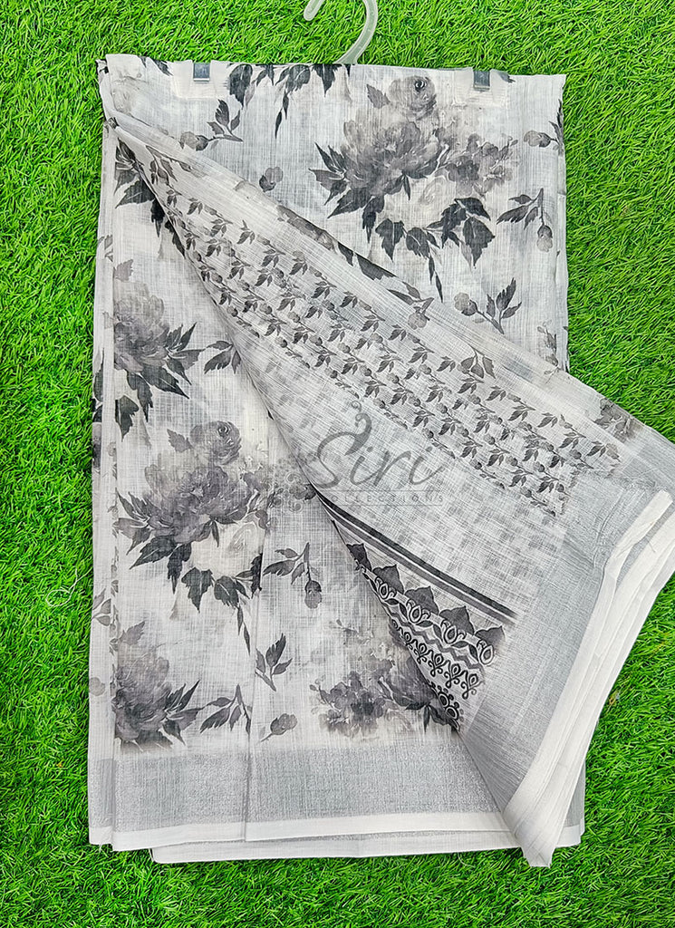 Lovely Digital Print Linen Saree
