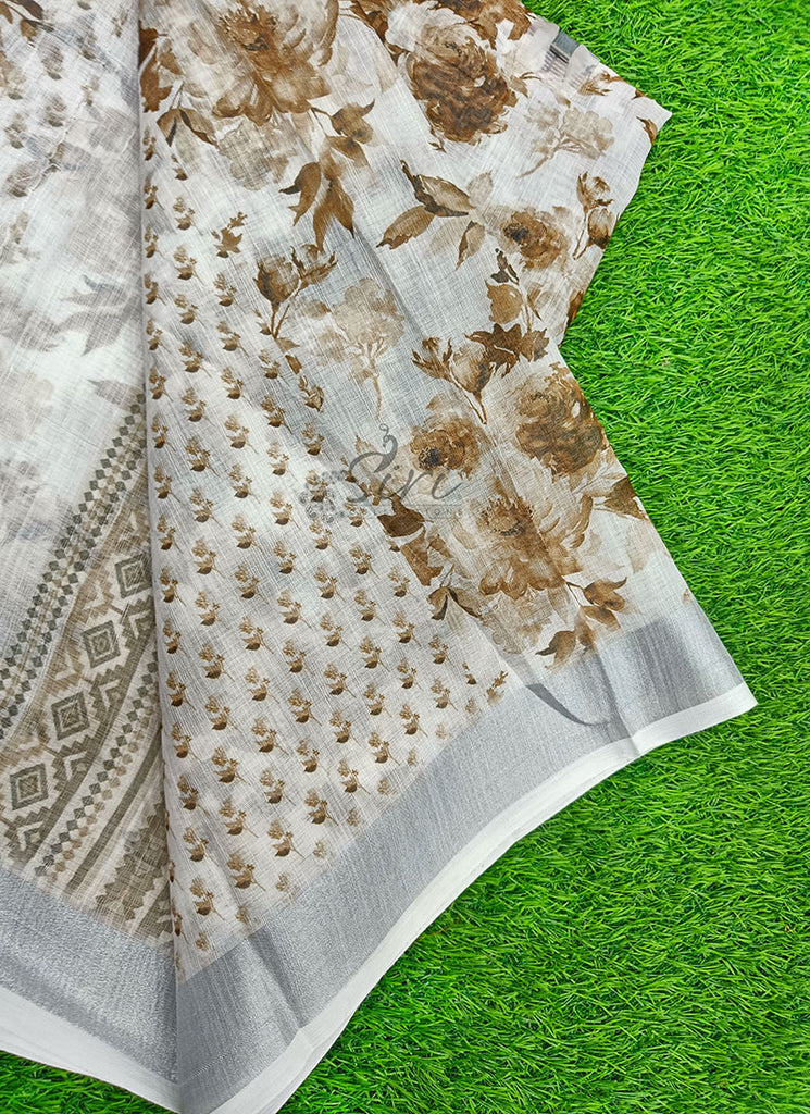 Lovely Digital Print Linen Saree