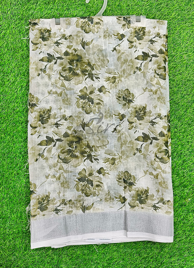 Lovely Digital Print Linen Saree