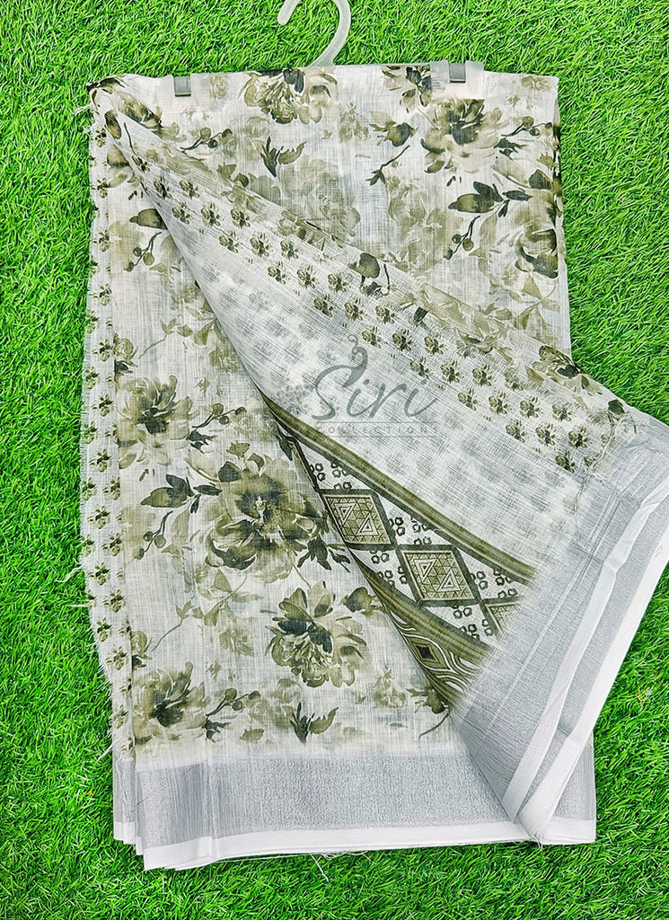 Lovely Digital Print Linen Saree