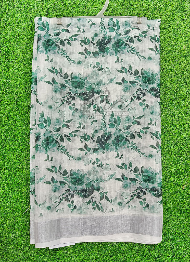 Lovely Digital Print Linen Saree