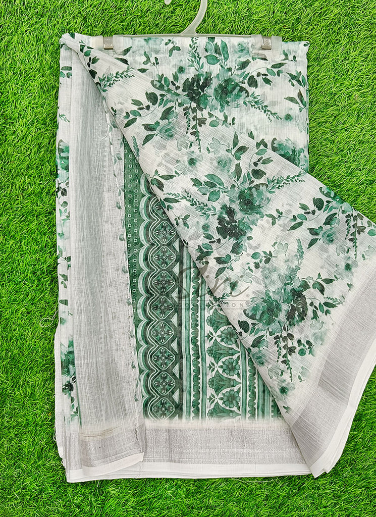 Lovely Digital Print Linen Saree