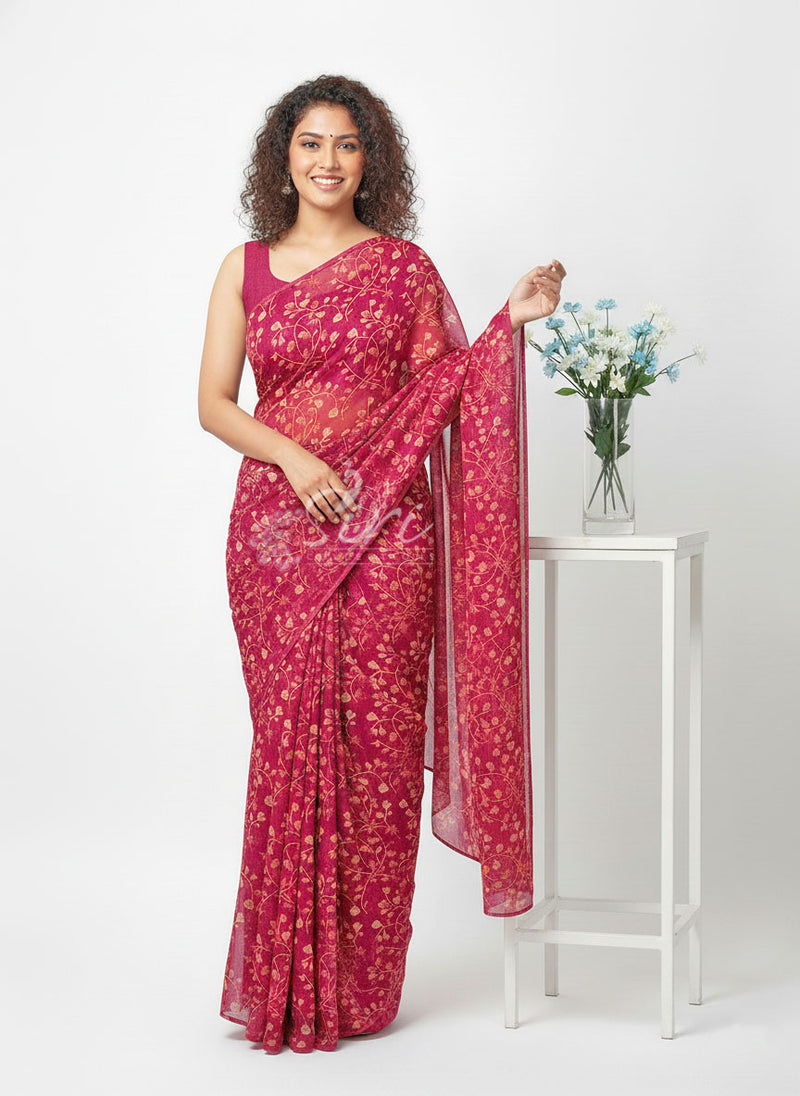 Authentic Garden Vareli Printed Georgette Saree