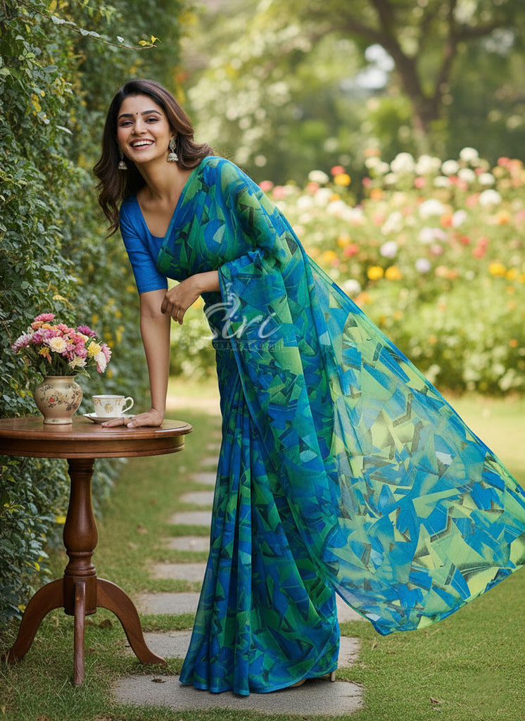 Garden Vareli Printed Nara Chiffon Saree