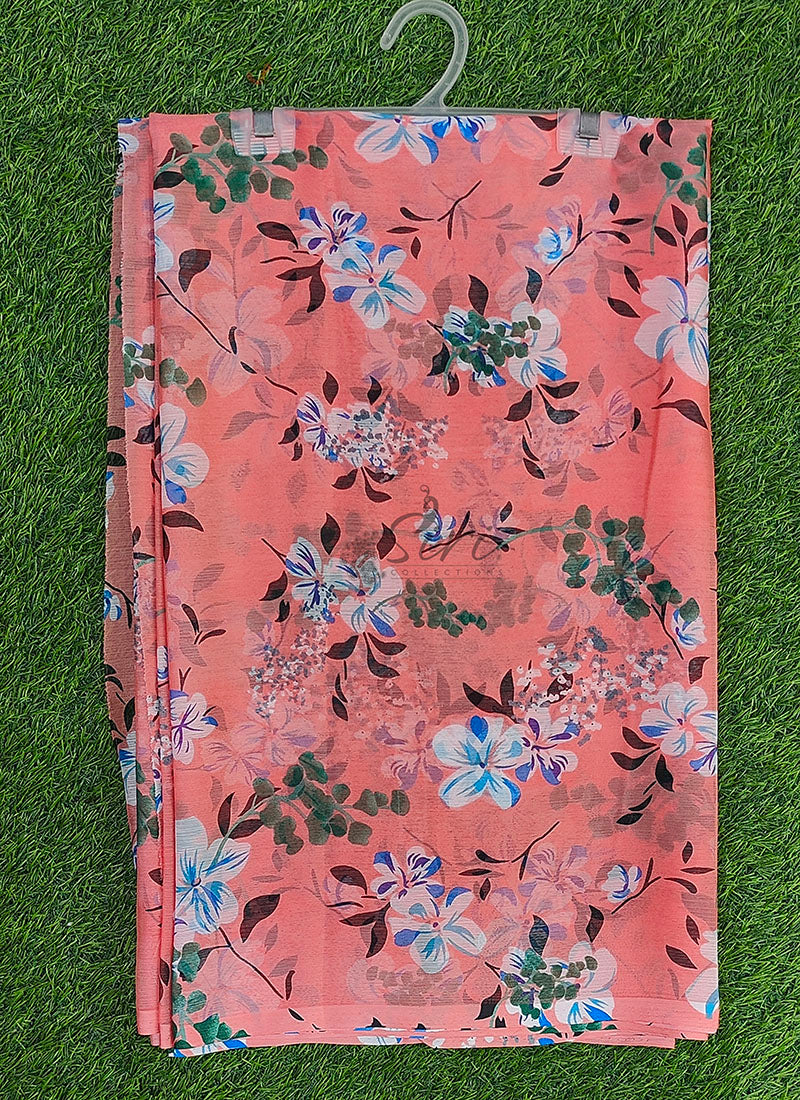 Authentic Garden Vareli Printed Nara Chiffon Saree
