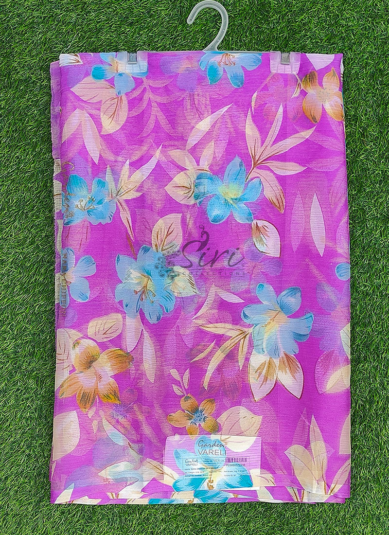 Authentic Garden Vareli Printed Nara Chiffon Saree