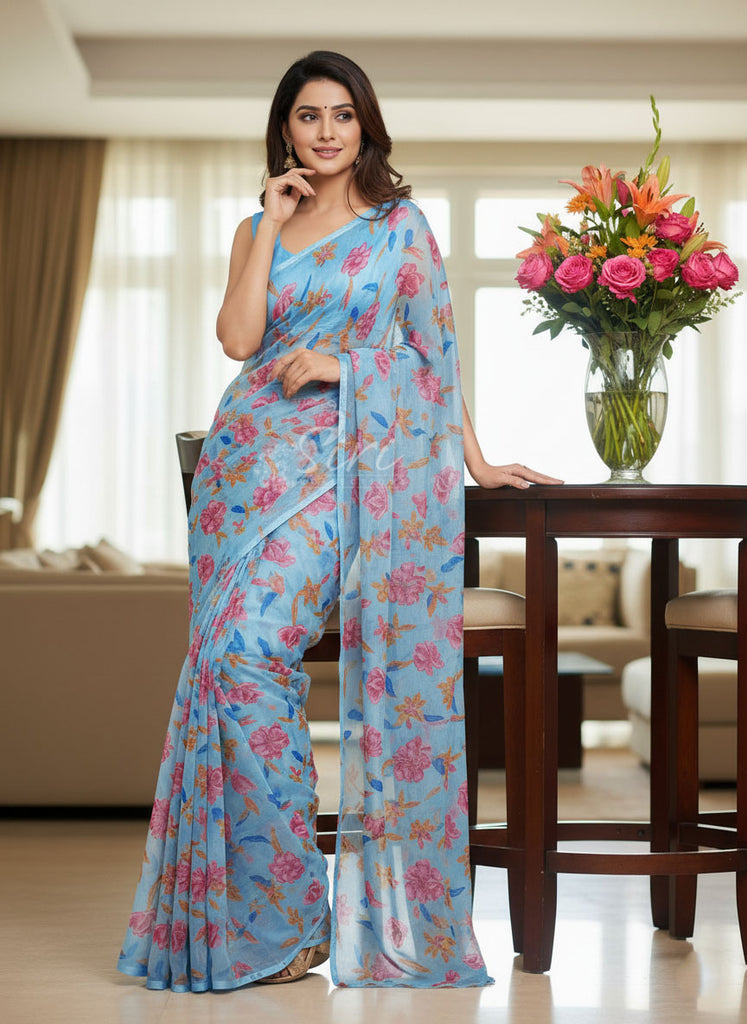 Garden Vareli Printed Nara Chiffon Saree