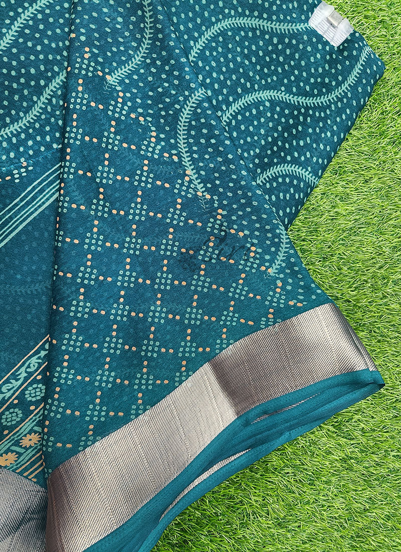 Lovely Printed Moss Georgette Saree