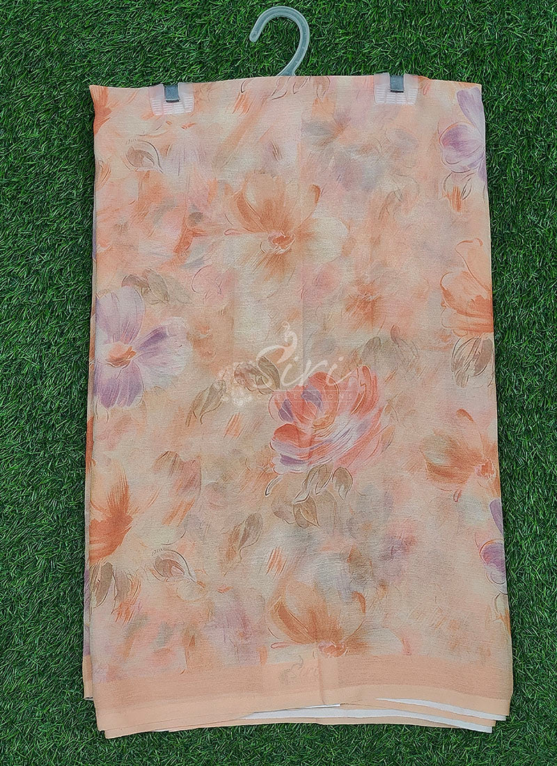 Beautiful Digital Print Soft Siri Chiffon Saree with Blouse