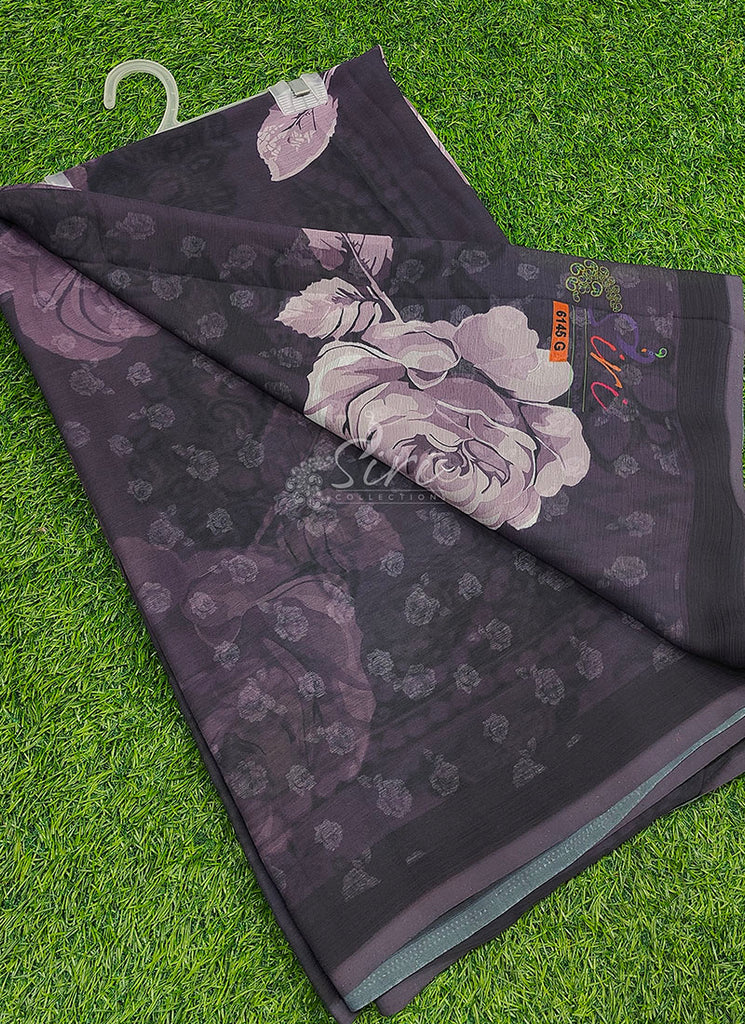 Siri Sarees Digital Print Soft Siri Chiffon Saree with Blouse