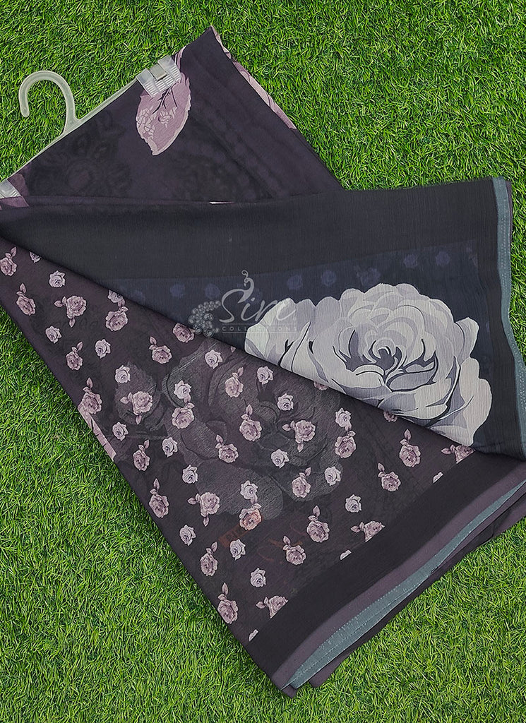 Siri Sarees Digital Print Soft Siri Chiffon Saree with Blouse