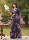 Siri Sarees Digital Print Soft Siri Chiffon Saree with Blouse