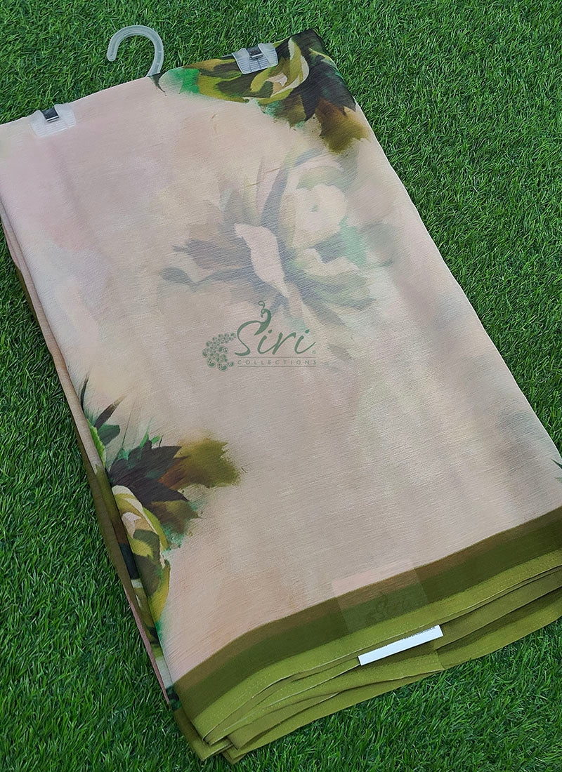 Digital Print Soft Siri Chiffon Saree with Blouse