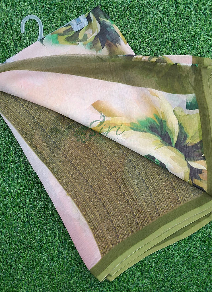 Digital Print Soft Siri Chiffon Saree with Blouse