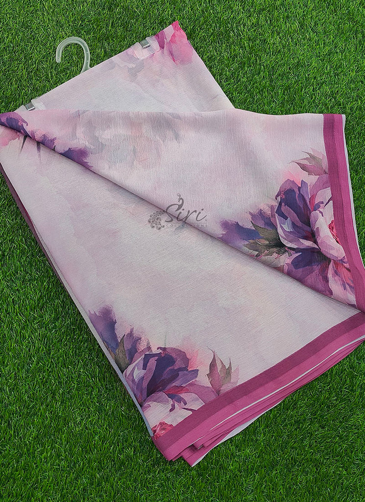 Digital Print Soft Siri Chiffon Saree with Blouse