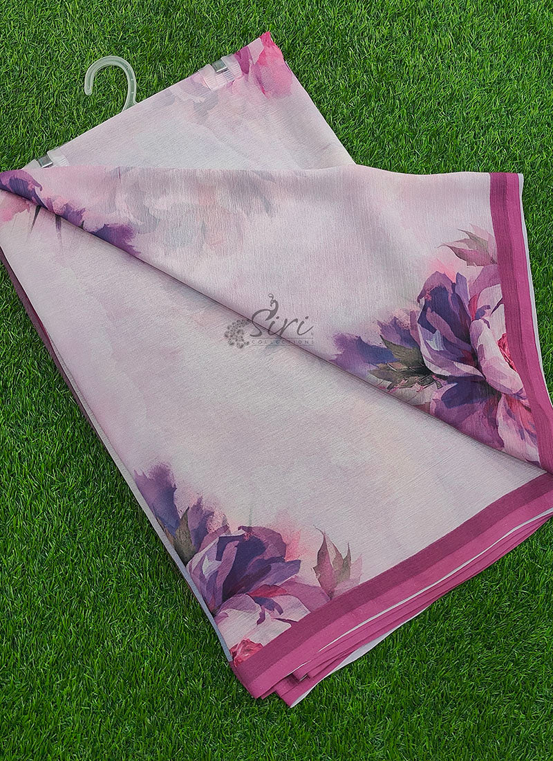 Digital Print Soft Siri Chiffon Saree with Blouse