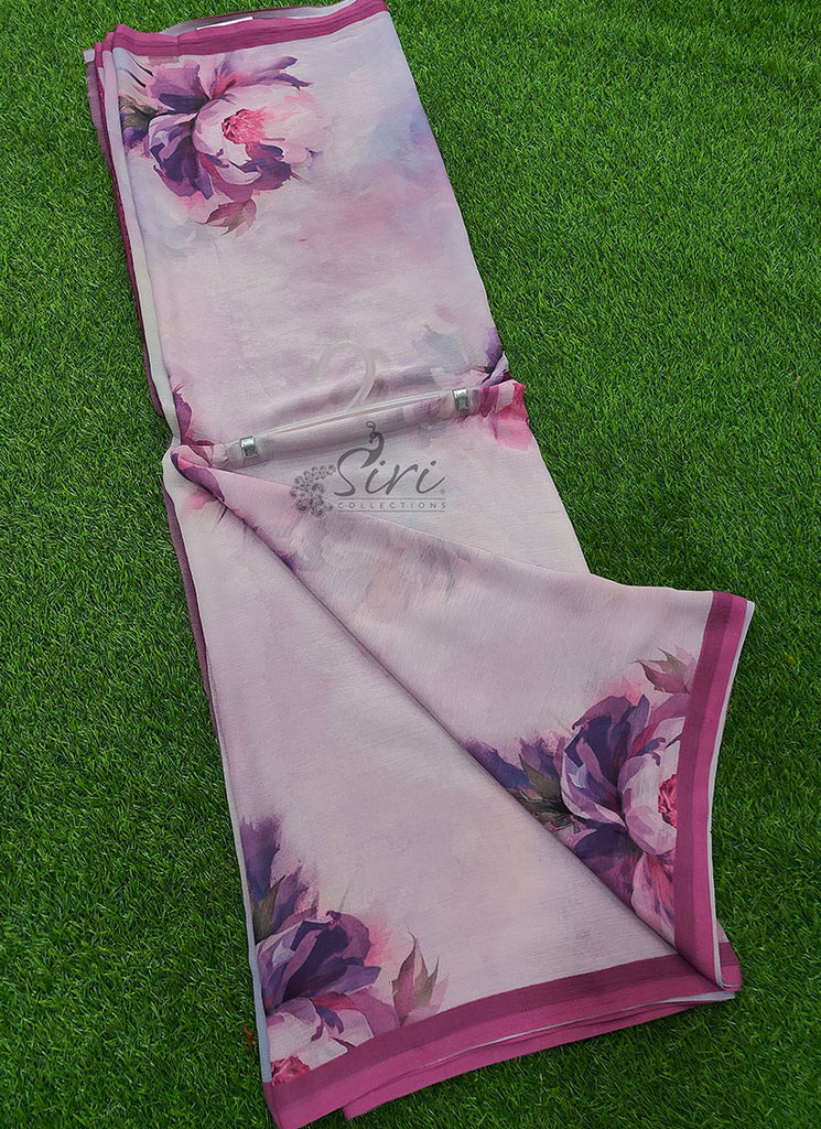 Digital Print Soft Siri Chiffon Saree with Blouse