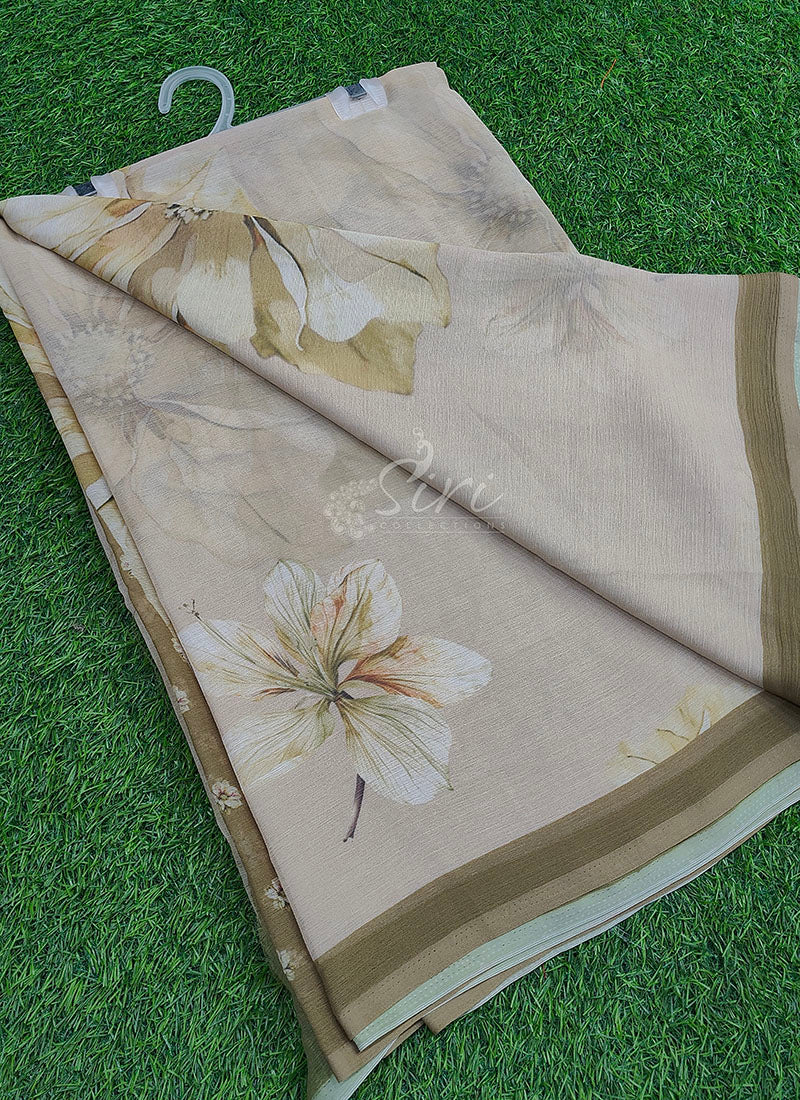 Digital Print Soft Siri Chiffon Saree with Blouse