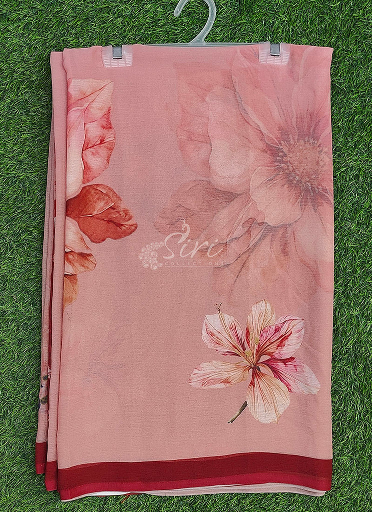 Digital Print Soft Siri Chiffon Saree with Blouse