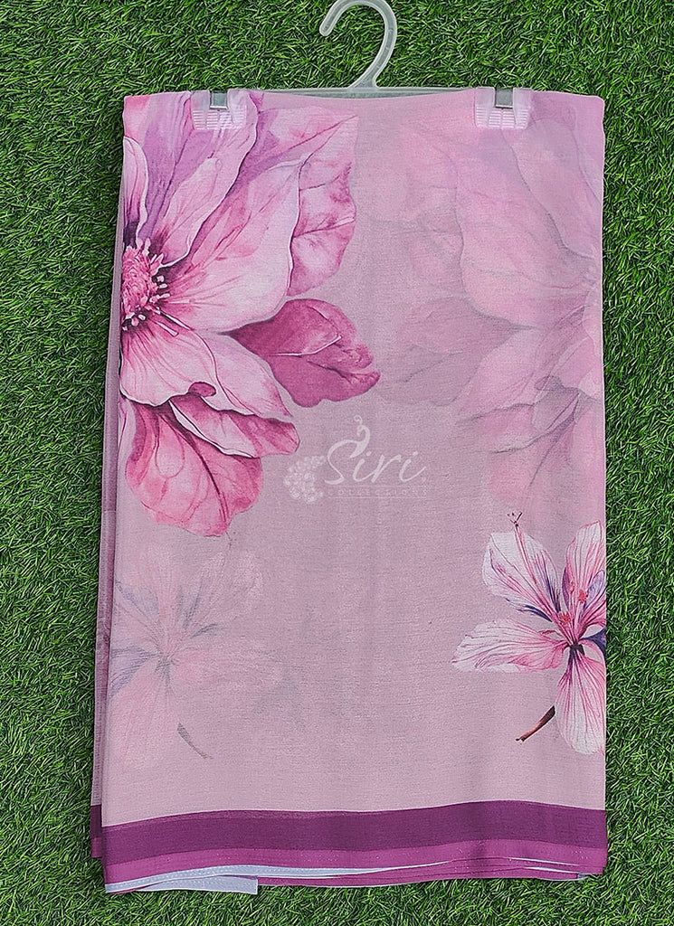 Digital Print Soft Siri Chiffon Saree with Blouse