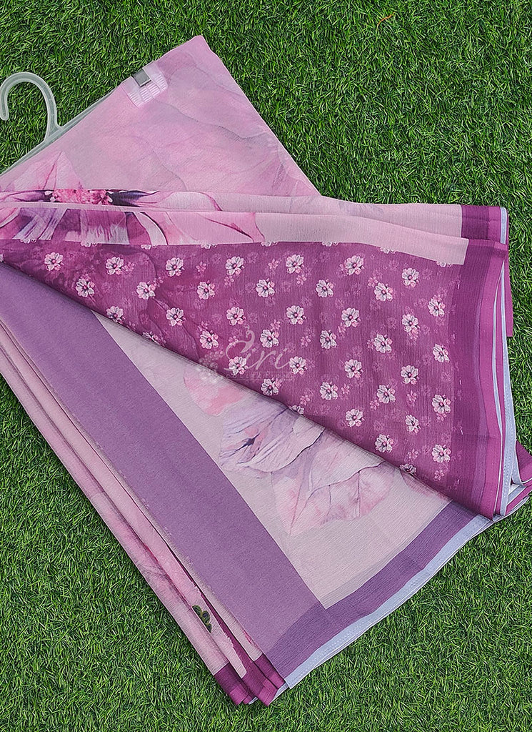 Digital Print Soft Siri Chiffon Saree with Blouse