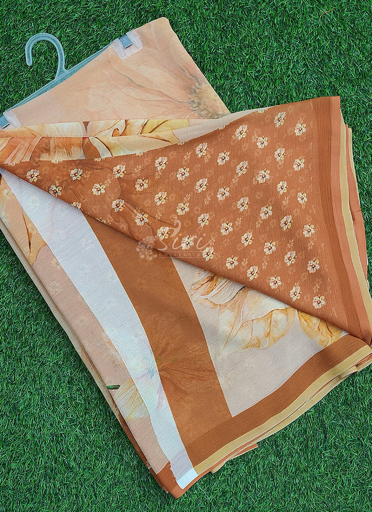 Digital Print Soft Siri Chiffon Saree with Blouse