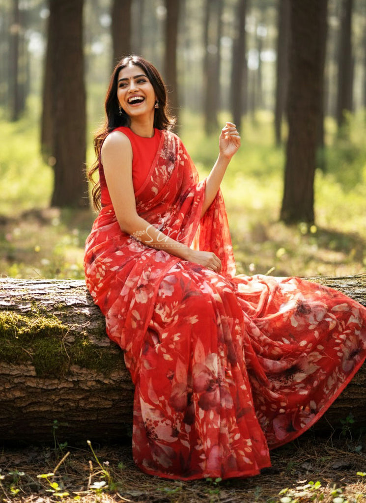 Siri Sarees Latest Digital Print Soft Siri Chiffon Saree