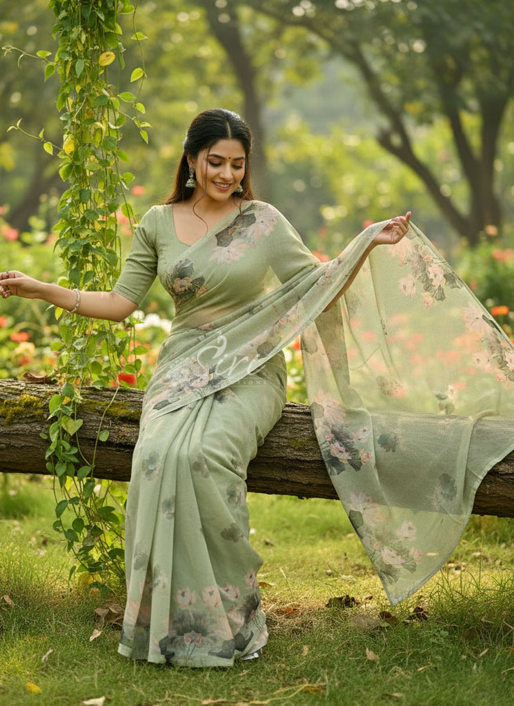 Siri Sarees Latest Digital Print Soft Siri Chiffon Saree