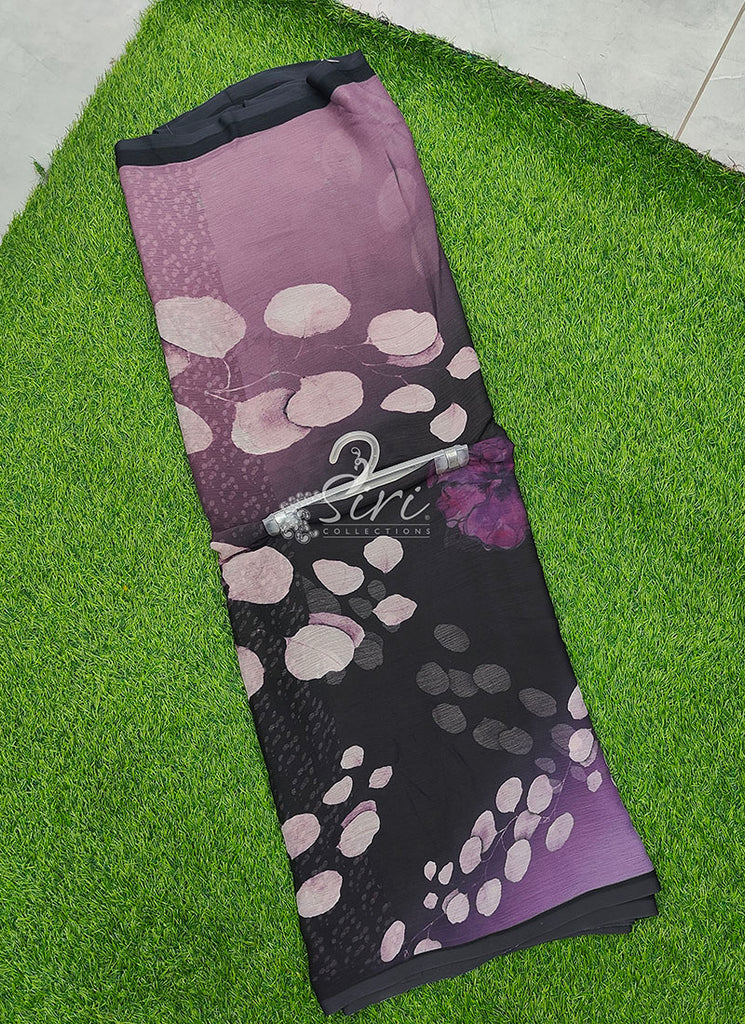 Digital Print Soft Siri Chiffon Saree with Blouse