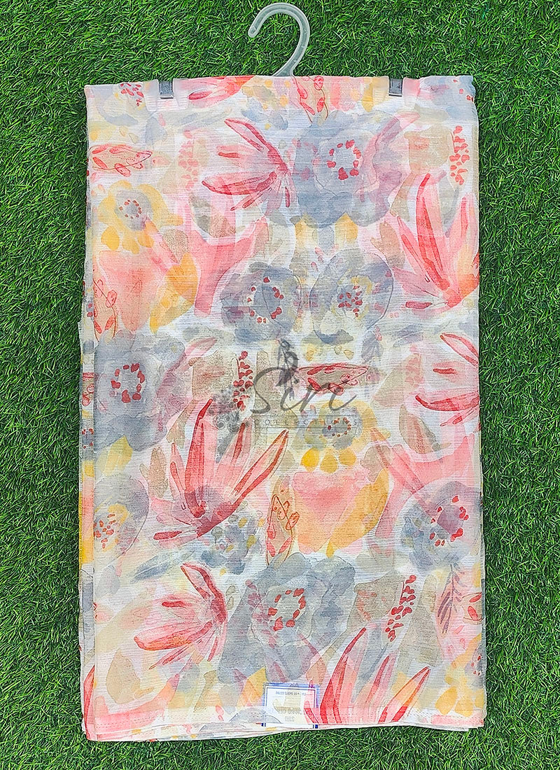 Latest Beautiful Printed Floral Chiffon Saree