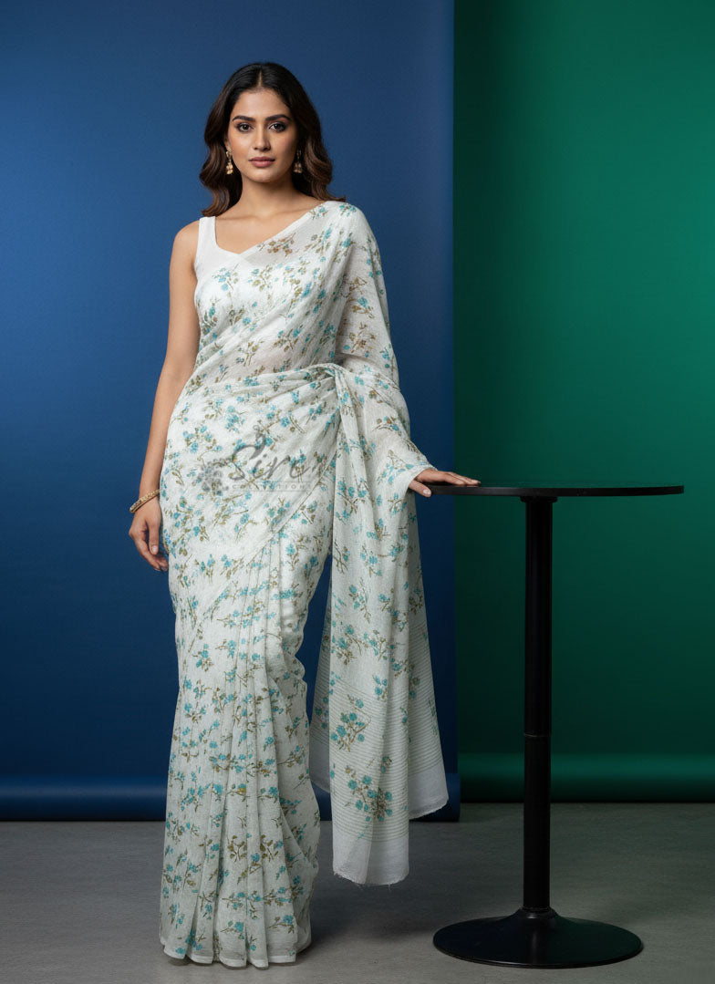 Authentic Garden Vareli Printed Nara Chiffon Saree