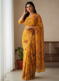 Authentic Garden Vareli Printed Nara Chiffon Saree