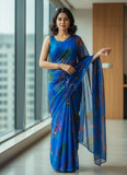Authentic Garden Vareli Printed Nara Chiffon Saree