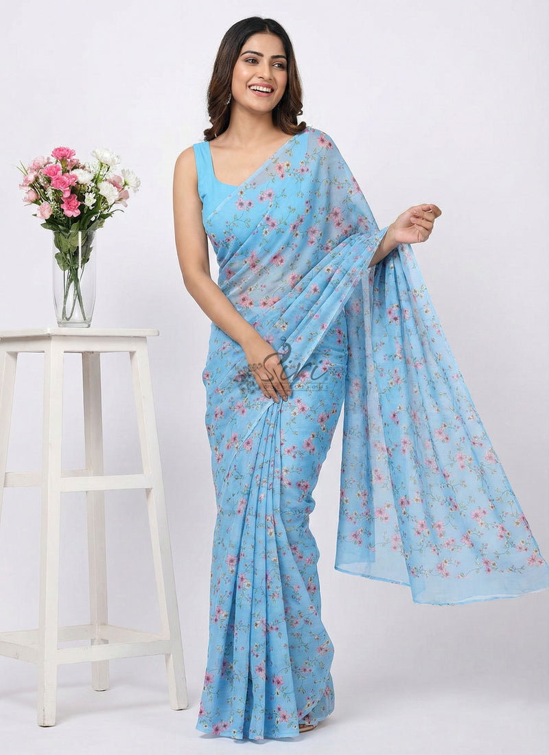 Beautiful Garden Vareli Americano Chiffon Saree