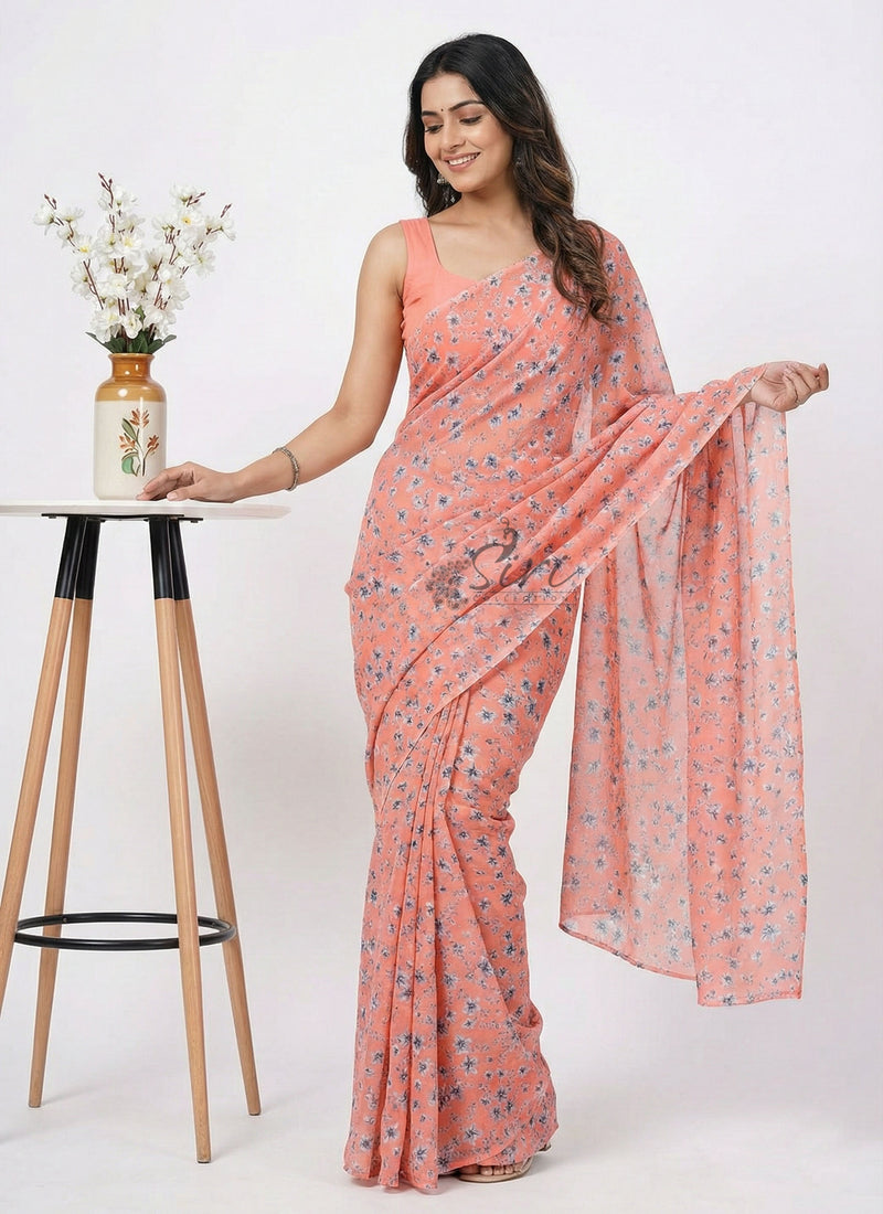 Beautiful Garden Vareli Americano Chiffon Saree