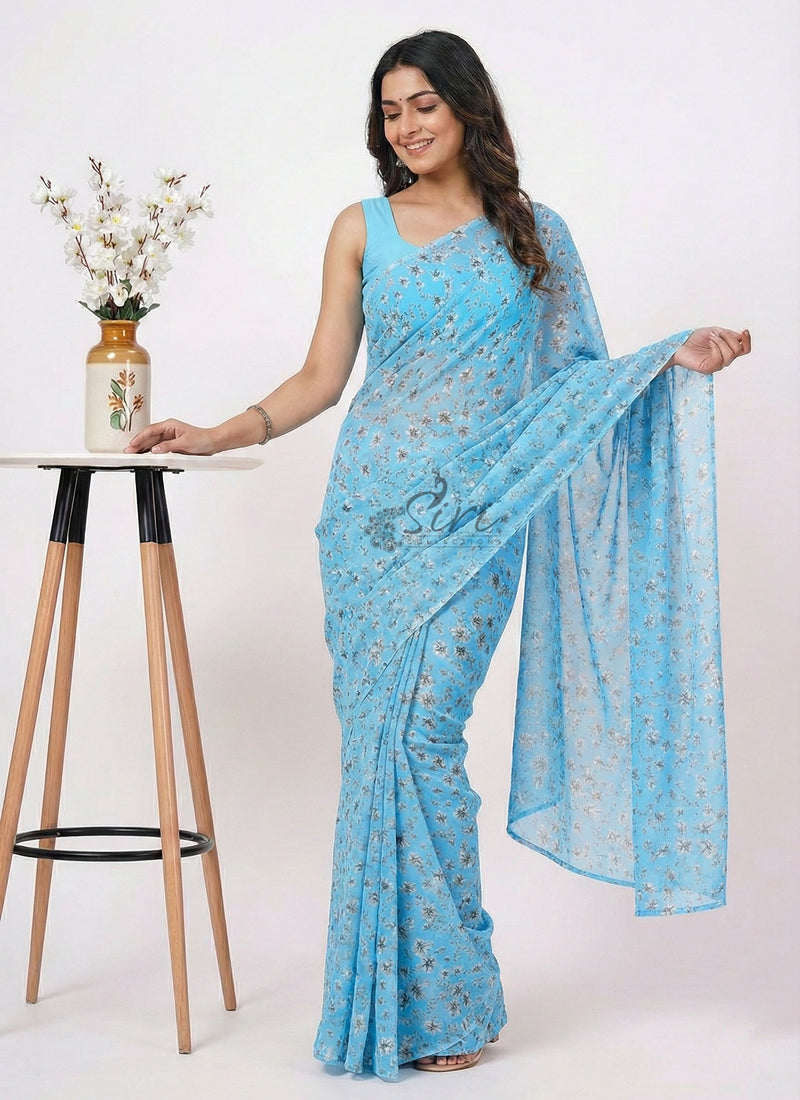 Beautiful Garden Vareli Americano Chiffon Saree