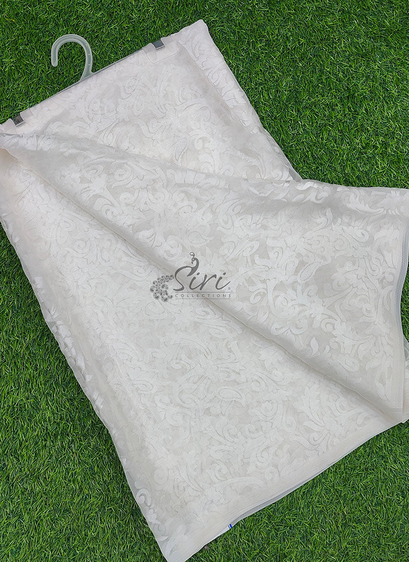 Latest Beautiful Brasso Saree in Flower Design