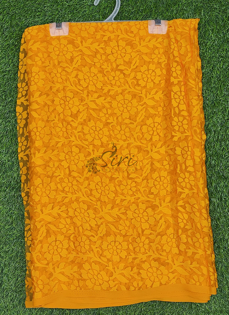 Latest Beautiful Brasso Saree in Flower Design