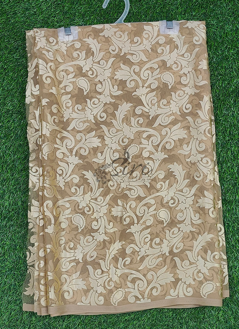 Latest Beautiful Brasso Saree in Flower Design