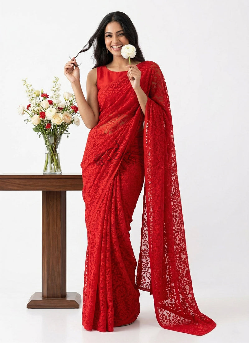Latest Beautiful Brasso Saree in Flower Design