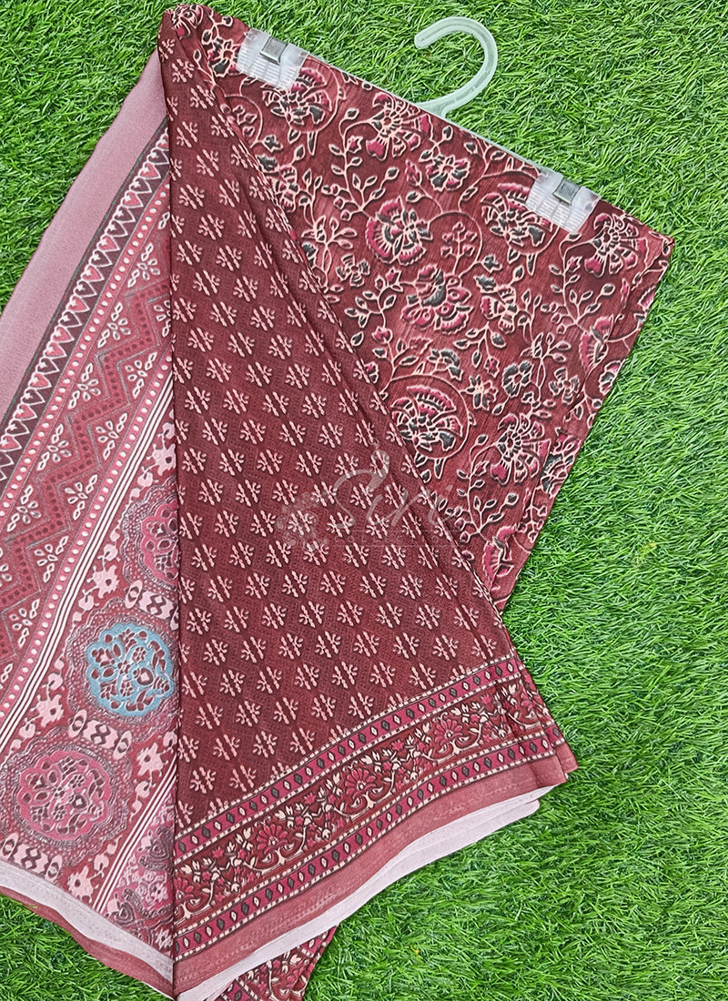 Beautiful Digital Print Crepe Saree