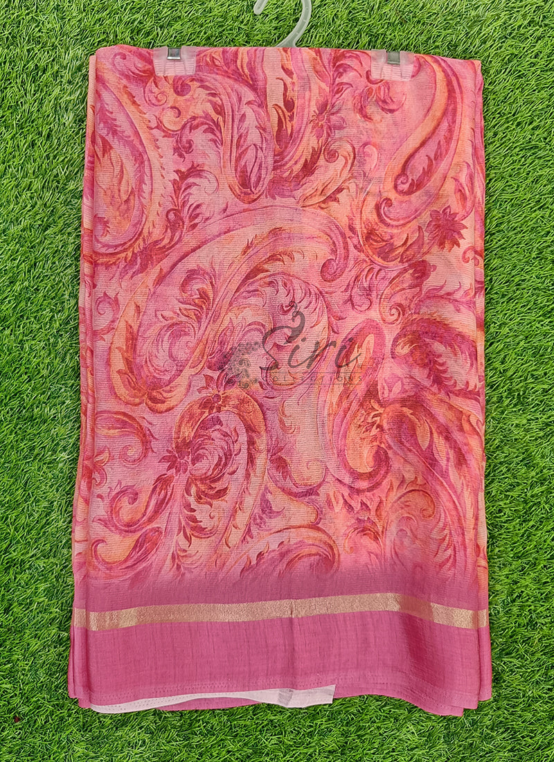 Beautiful Digital Print Chinon Crepe Saree