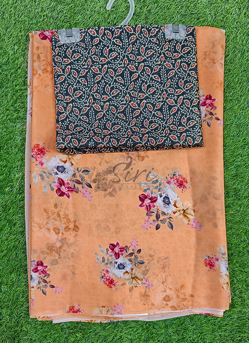 Beautiful Digital Print Crepe Saree