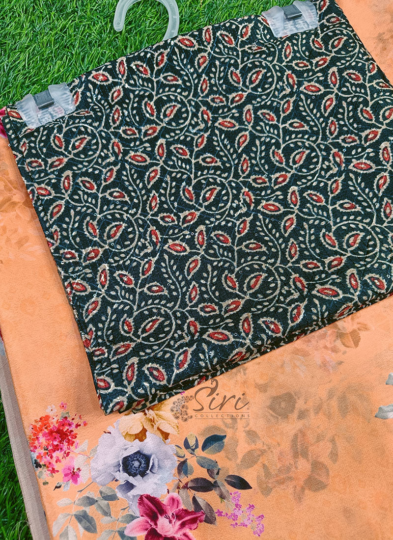 Beautiful Digital Print Crepe Saree