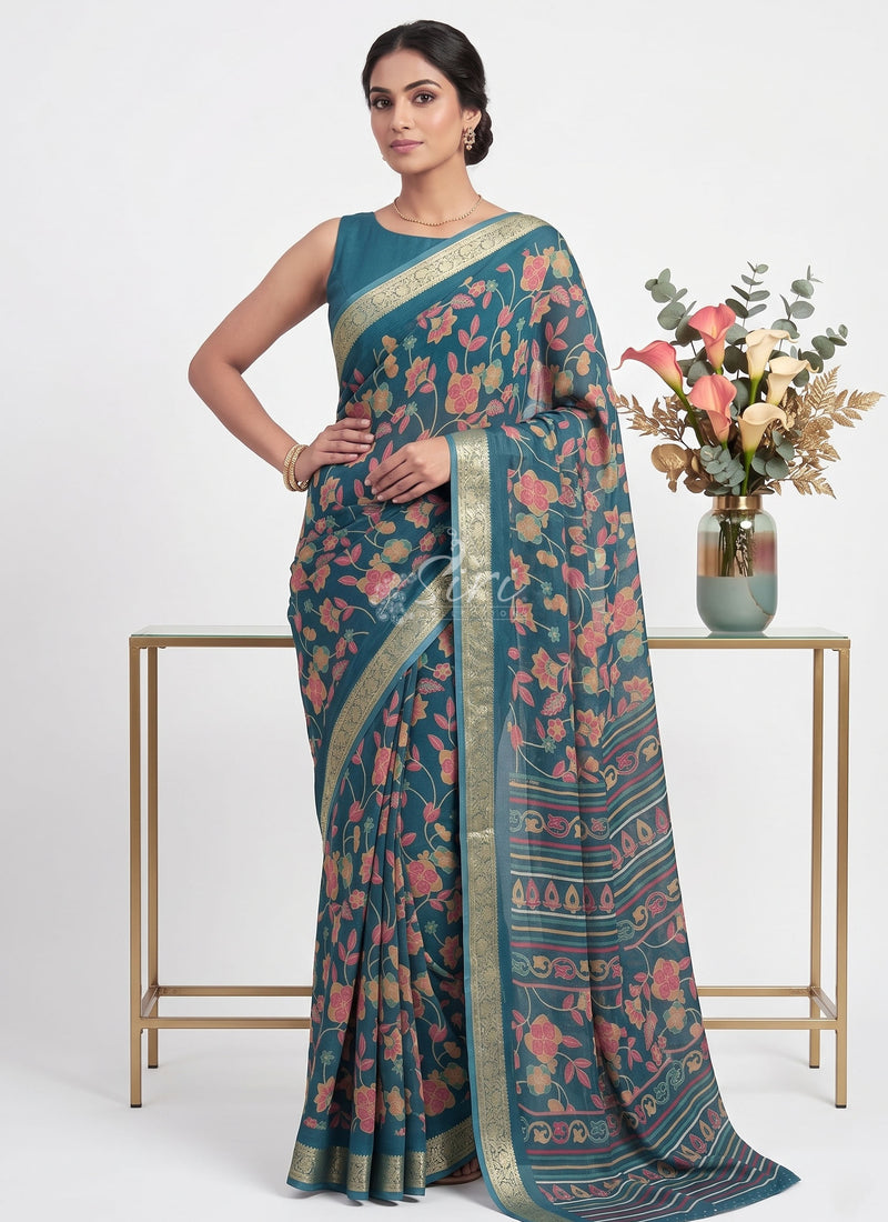 Beautiful Chinon Crepe Saree